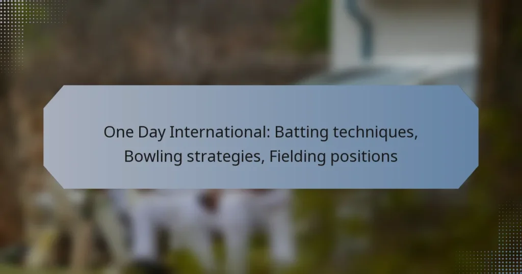 One Day International: Batting techniques, Bowling strategies, Fielding positions