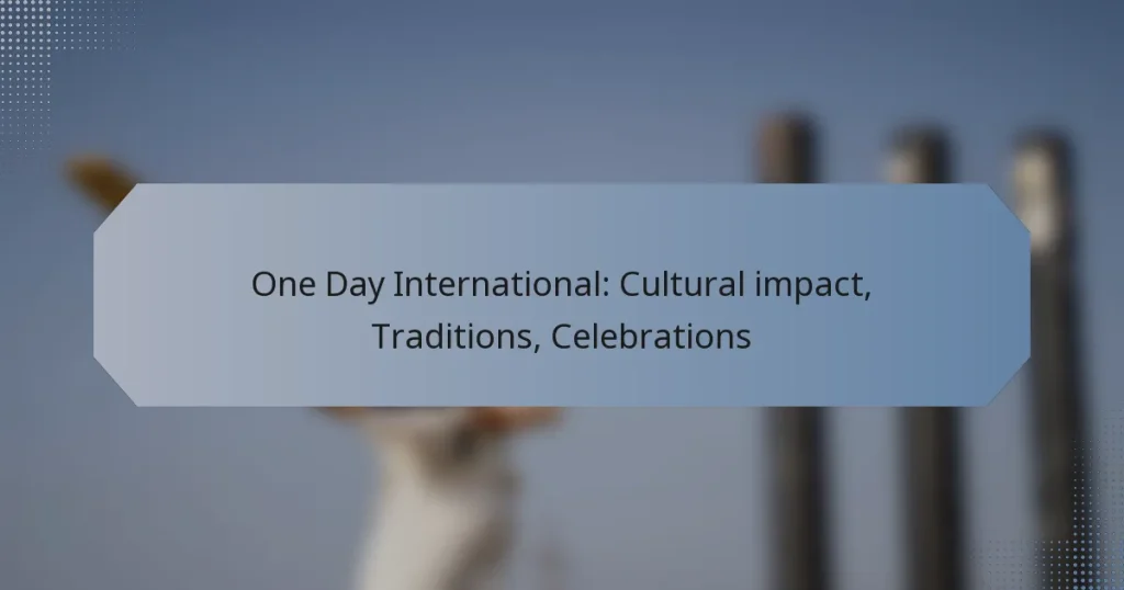 One Day International: Cultural impact, Traditions, Celebrations