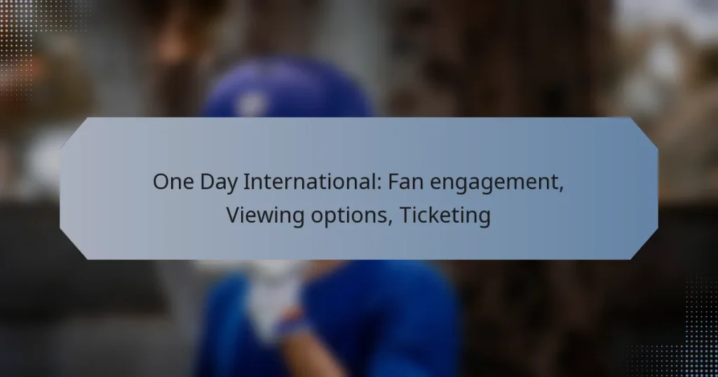 One Day International: Fan engagement, Viewing options, Ticketing