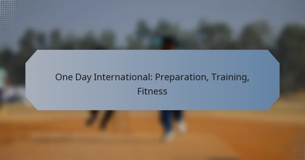 One Day International: Preparation, Training, Fitness