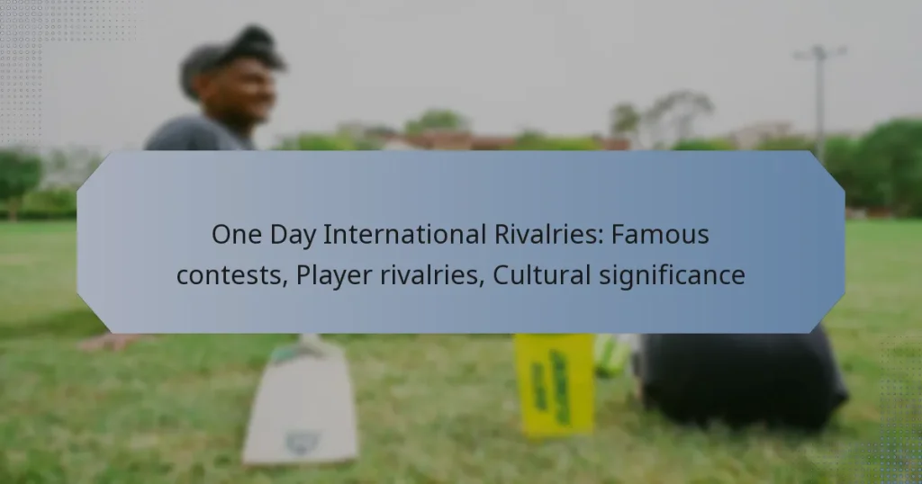 One Day International Rivalries: Famous contests, Player rivalries, Cultural significance
