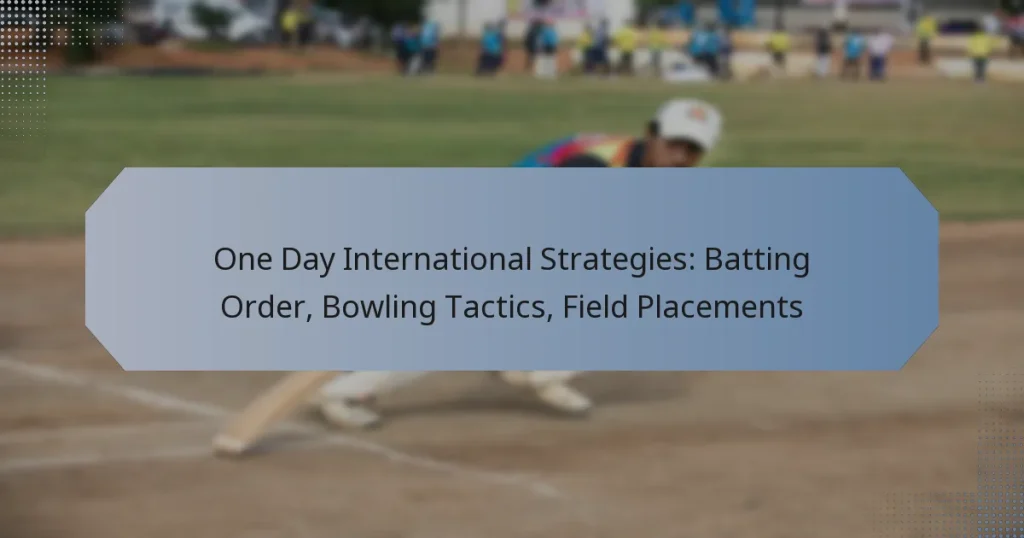 One Day International Strategies: Batting Order, Bowling Tactics, Field Placements
