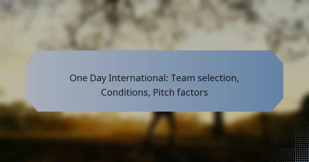 One Day International: Team selection, Conditions, Pitch factors