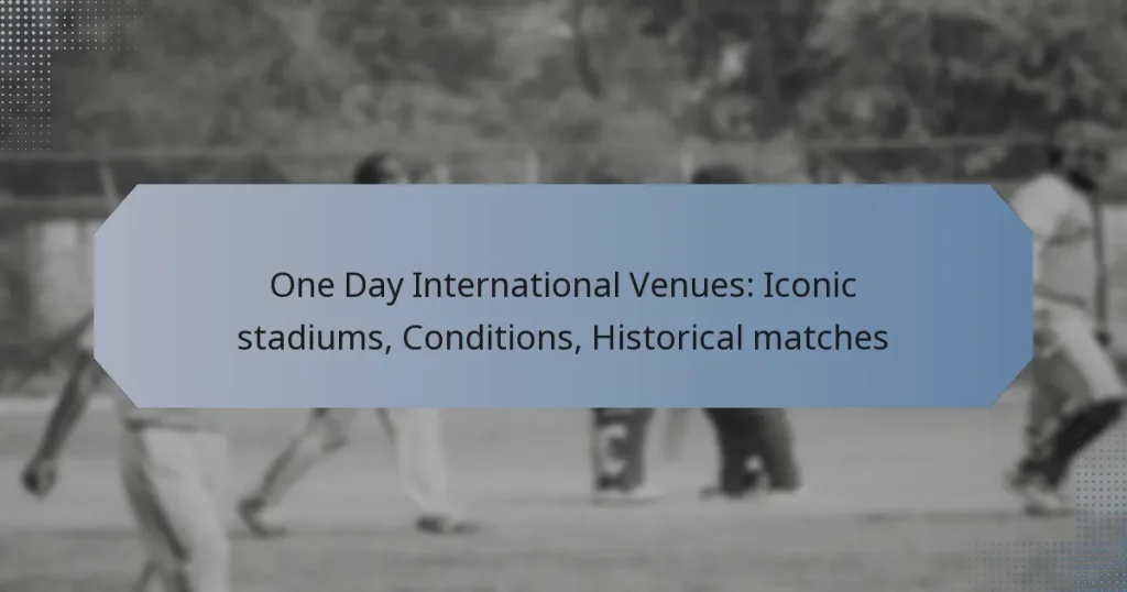 One Day International Venues: Iconic stadiums, Conditions, Historical matches