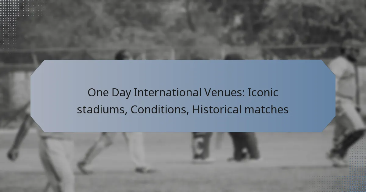 One Day International Venues: Iconic stadiums, Conditions, Historical matches