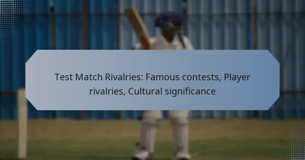 Test Match Rivalries: Famous contests, Player rivalries, Cultural significance
