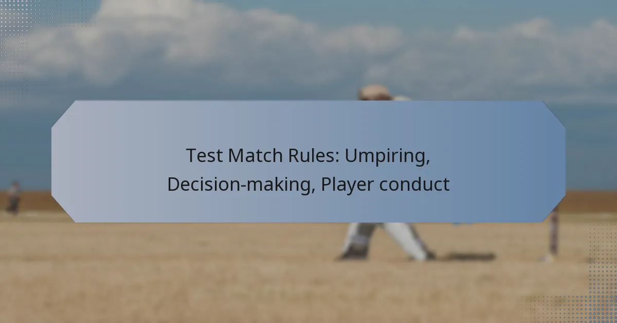 Test Match Rules: Umpiring, Decision-making, Player conduct