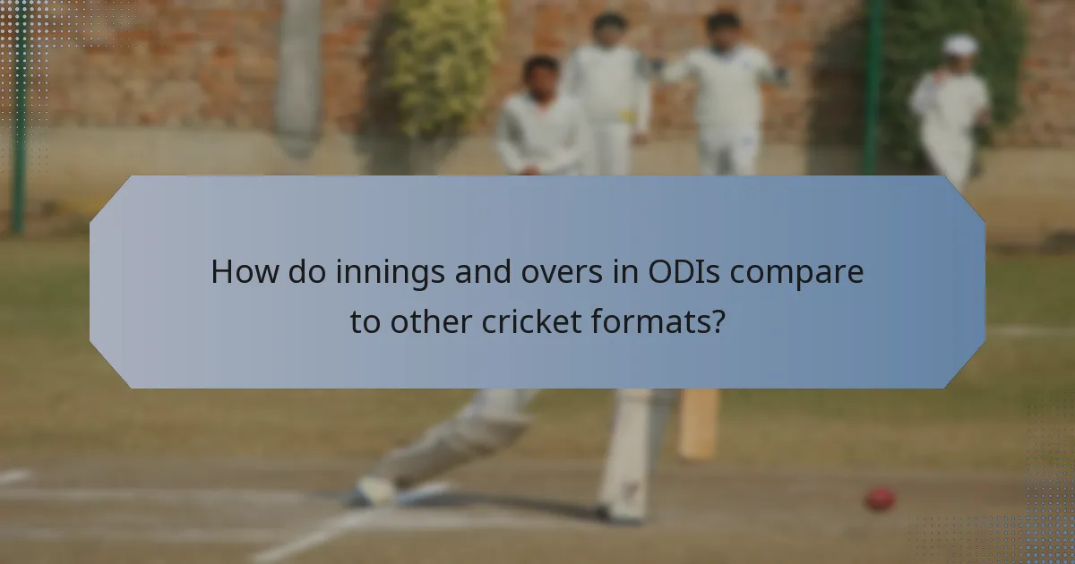 How do innings and overs in ODIs compare to other cricket formats?