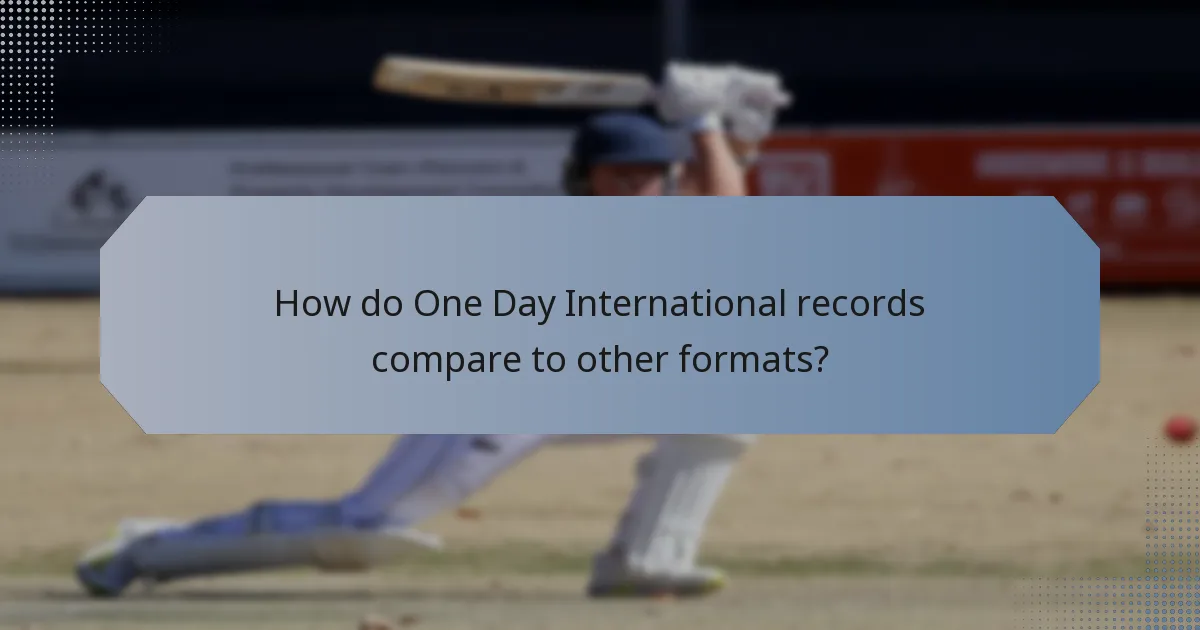 How do One Day International records compare to other formats?