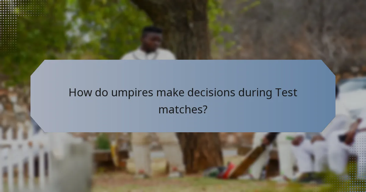 How do umpires make decisions during Test matches?
