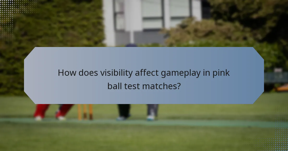 How does visibility affect gameplay in pink ball test matches?