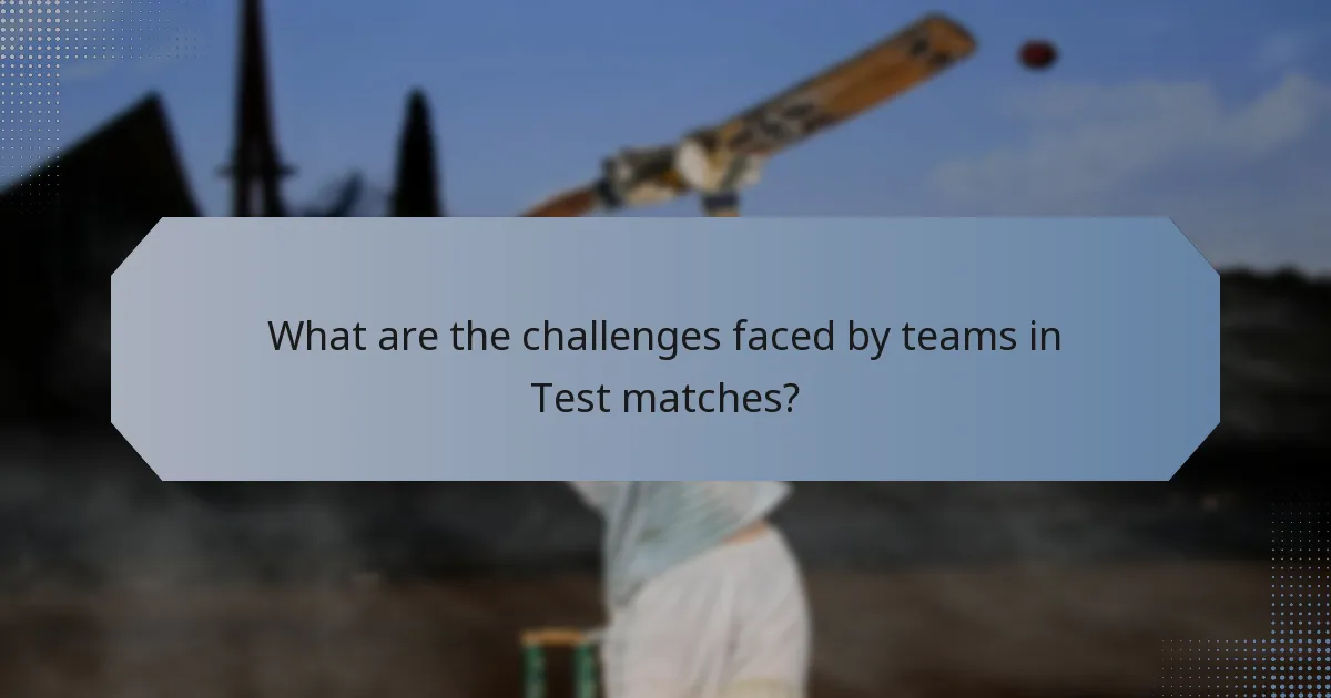 What are the challenges faced by teams in Test matches?