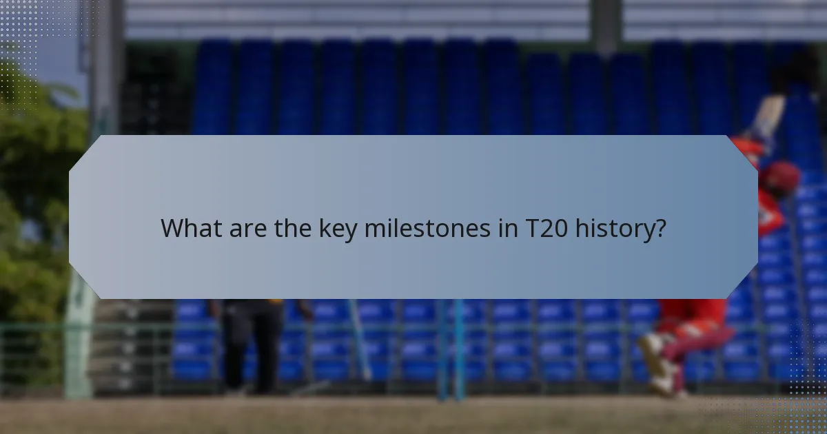 What are the key milestones in T20 history?