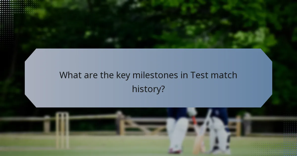 What are the key milestones in Test match history?