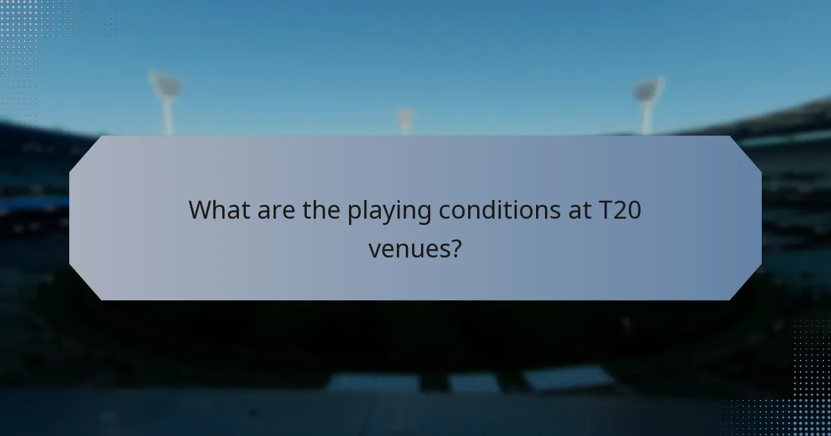 What are the playing conditions at T20 venues?