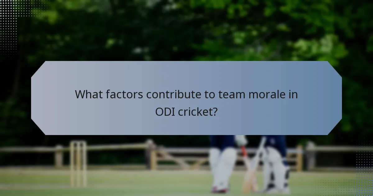 What factors contribute to team morale in ODI cricket?