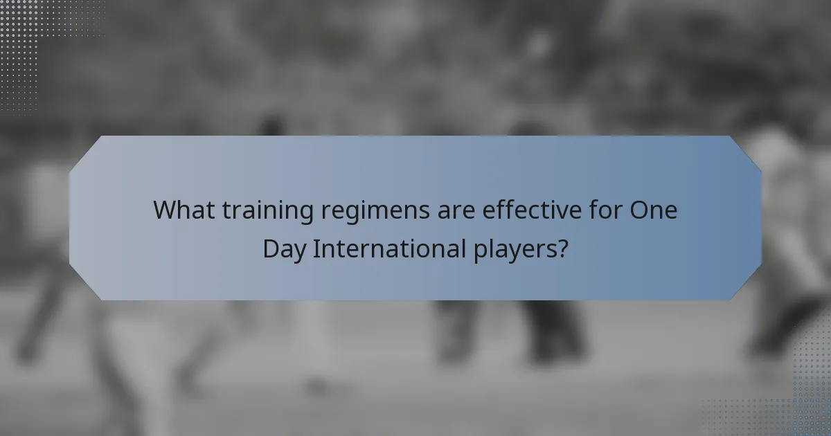 What training regimens are effective for One Day International players?